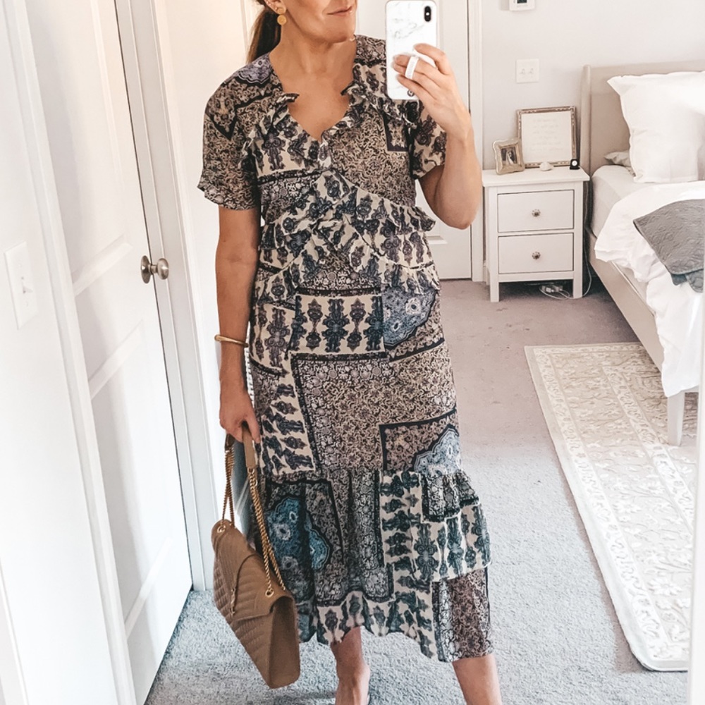 Blue ruffle midi dress